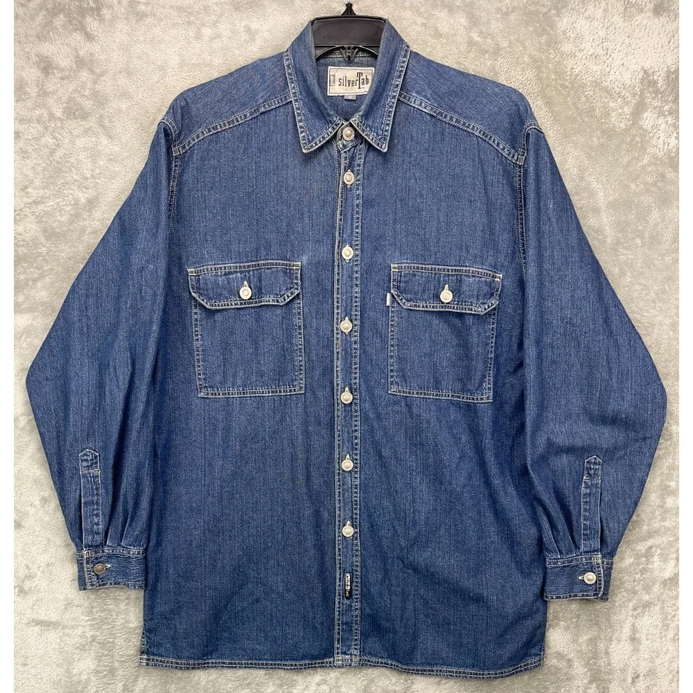 VTG Levi's Silvertab Mens Denim‎ Shirt/Jacket Size Medium Blue Lightweight